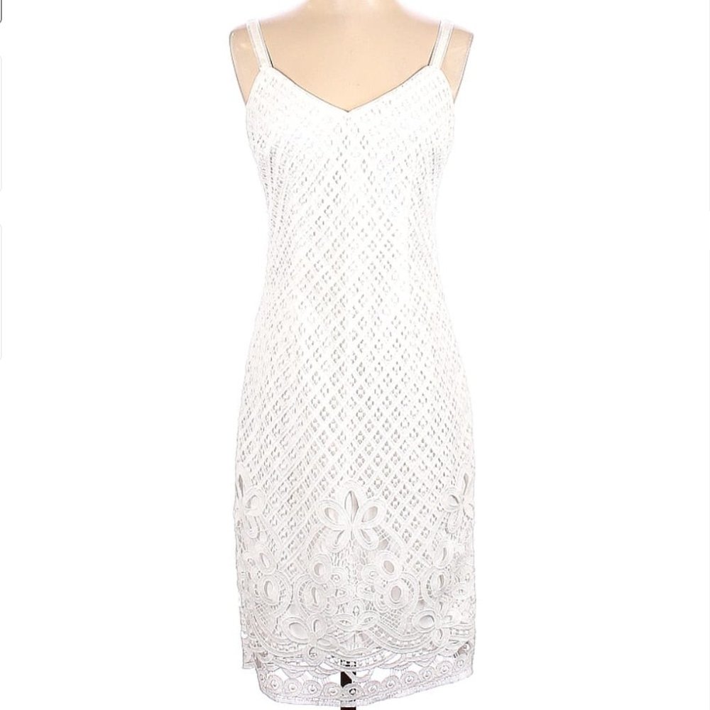 White House Black Market White Eyelet Dress Size 4